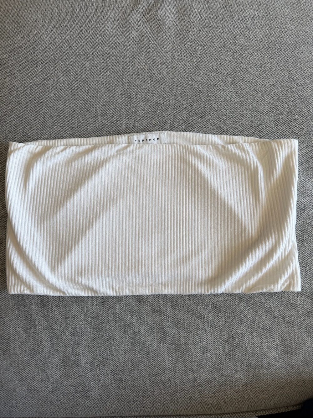 Topshop White Ribbed Strapless Cropped Tube Top